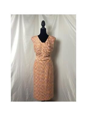 Alex Marie Pink Space Dye V-Neck Sleeveless Sheath Midi Dress 8